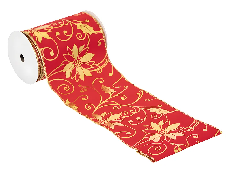 Guirlande de Noël Ruban "Féérie Folk" 12x500cm Rouge