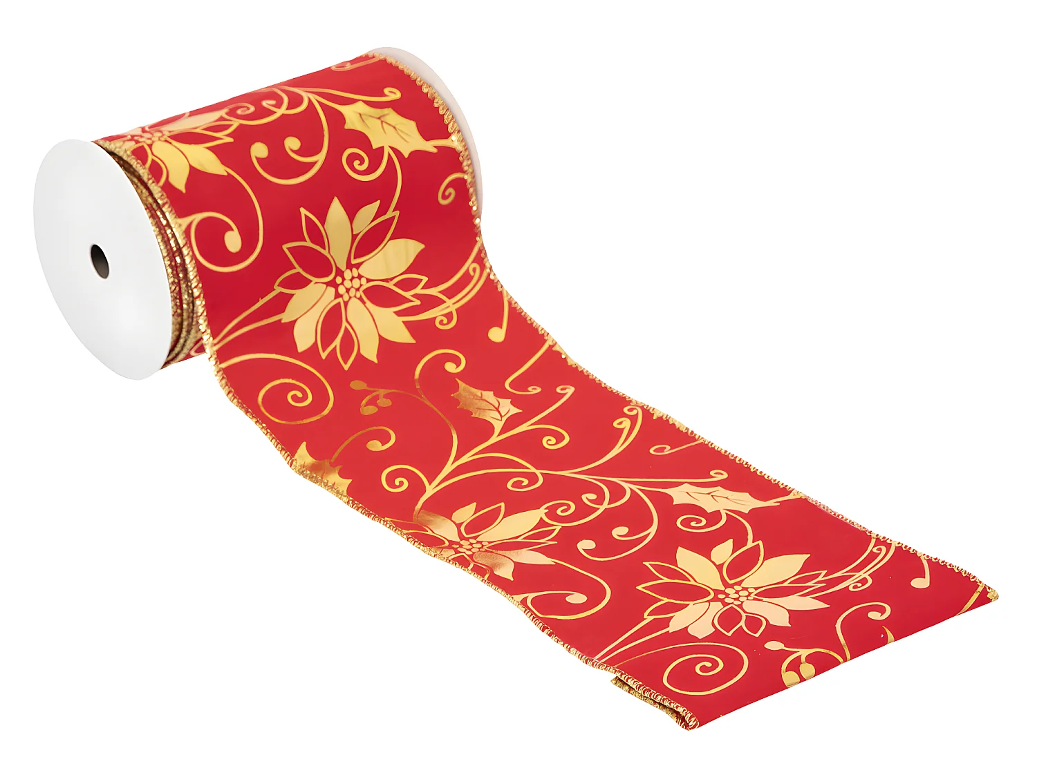 Guirlande de Noël Ruban "Féérie Folk" 12x500cm Rouge