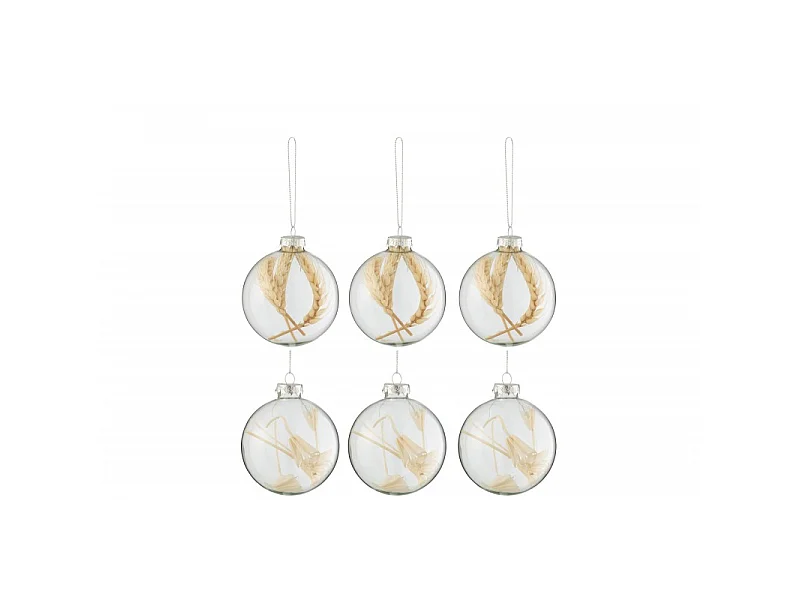 Lot de 6 Boules de Noël "Brindilles" 8cm Transparent