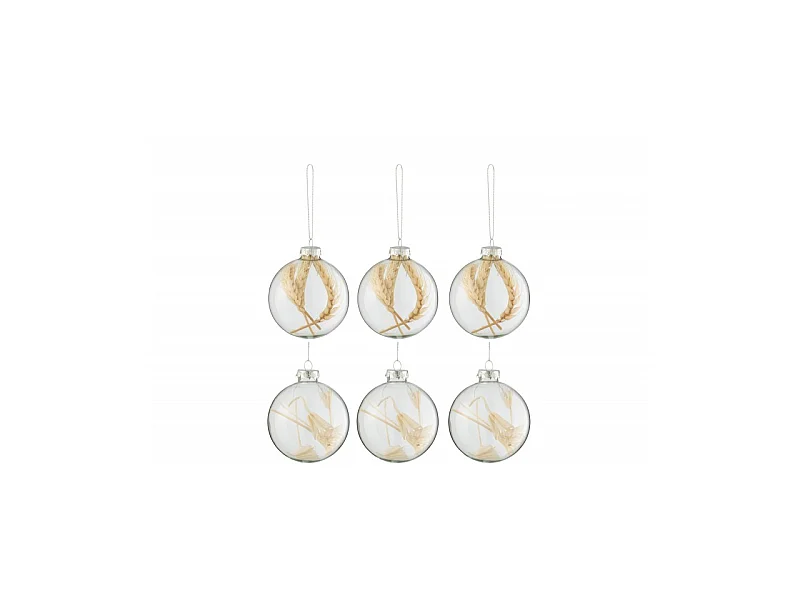 Lot de 6 Boules de Noël "Brindilles" 8cm Transparent