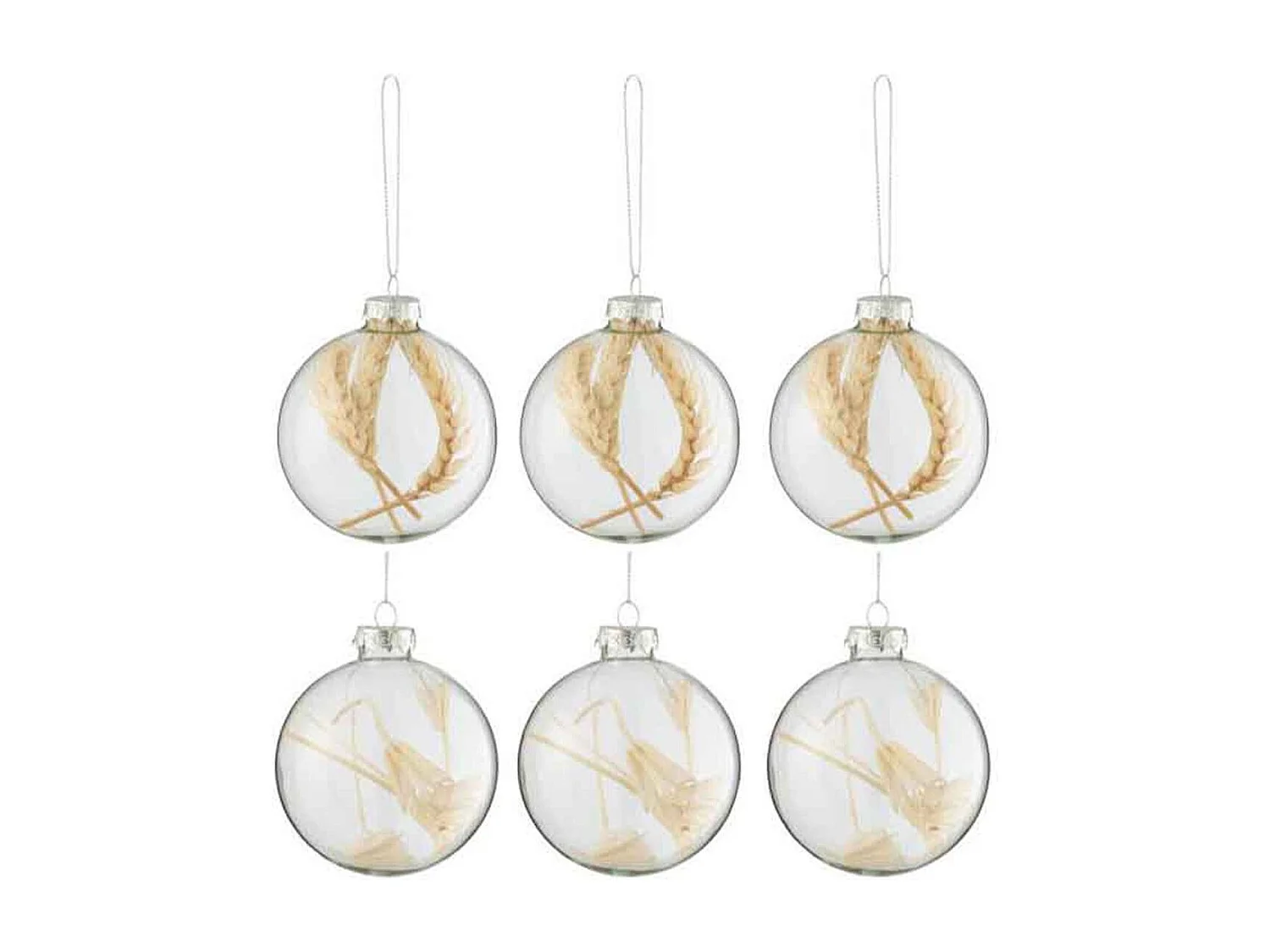 Lot de 6 Boules de Noël "Brindilles" 8cm Transparent