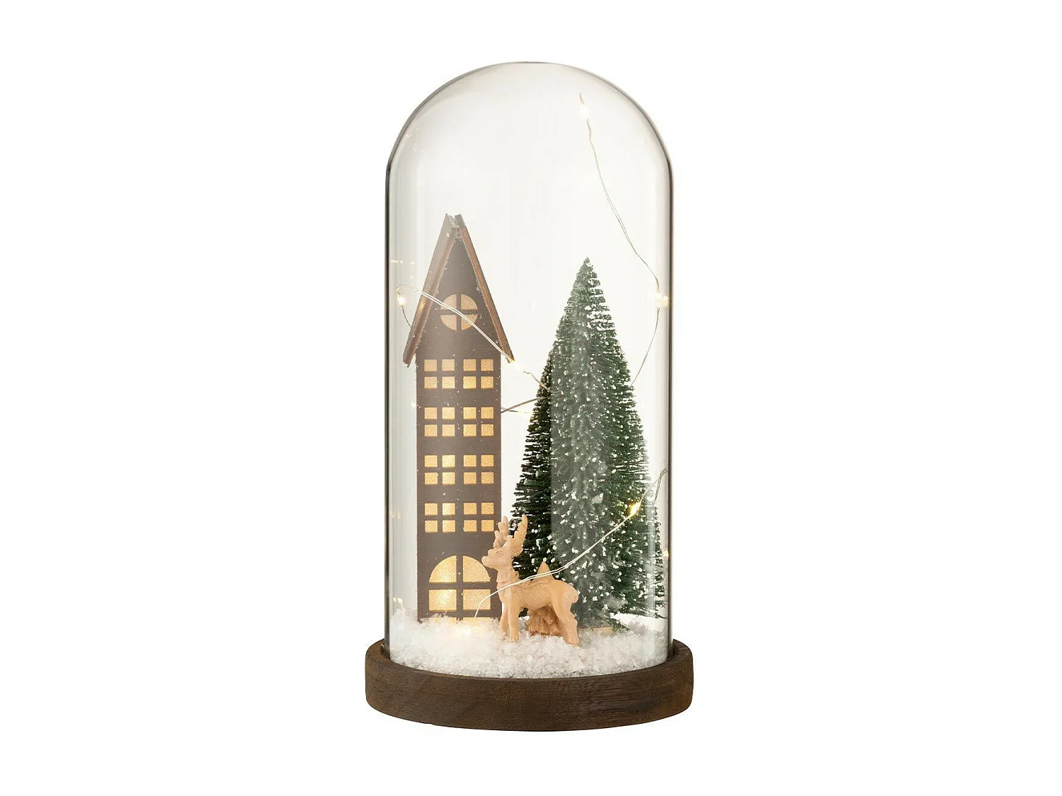 Cloche Déco Led en Verre "Maison" 27cm Marron