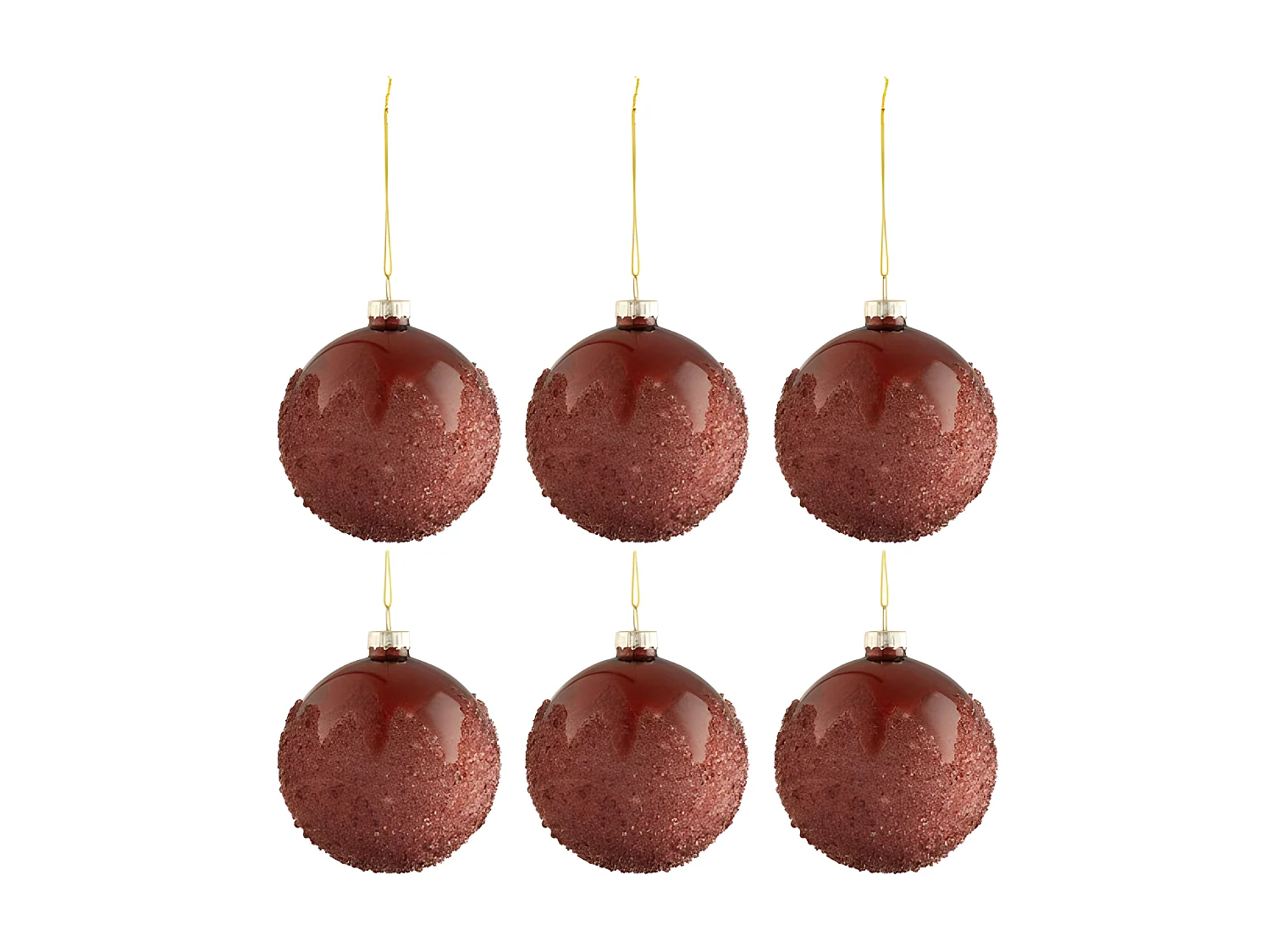 Scatola di 6 palline di Natale in vetro Bordeaux 8x8x8 cm