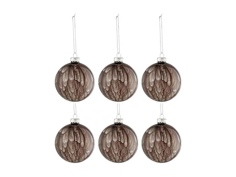 Lot de 6 Boules de Noël "Tâche Brillante" 8cm Gris
