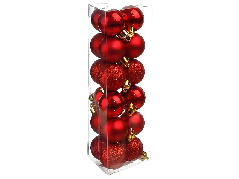 Lot de 18 Boules de Noël "Colorama" 3cm Rouge