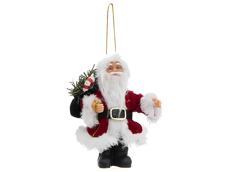 Sujet de Noël Santa "Velours" 13cm Rouge & Blanc