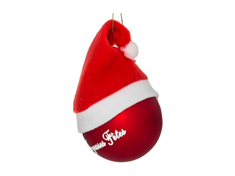 Boule de Noël en Verre "Soir" 6cm Rouge & Blanc