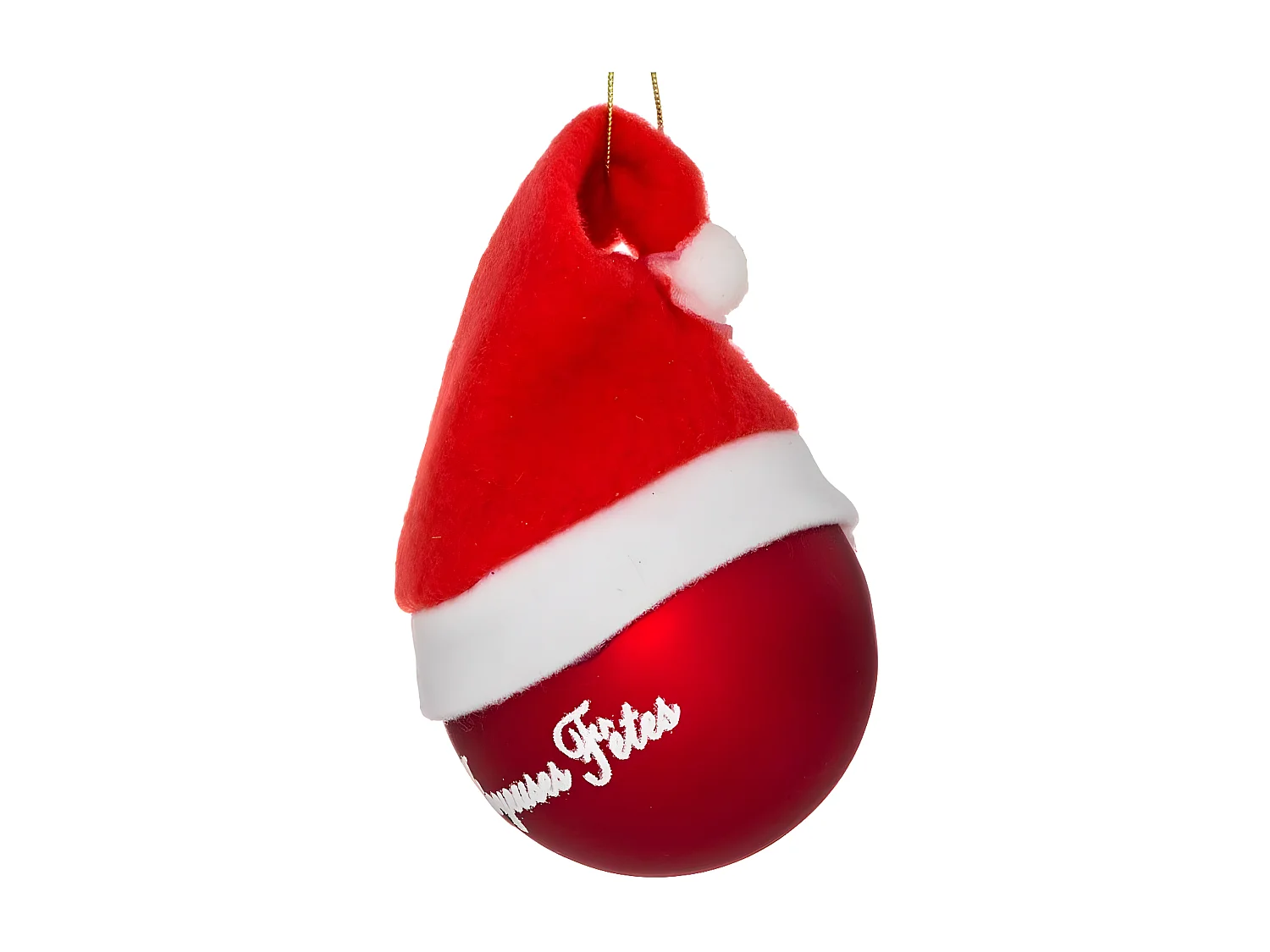 Boule de Noël en Verre "Soir" 6cm Rouge & Blanc