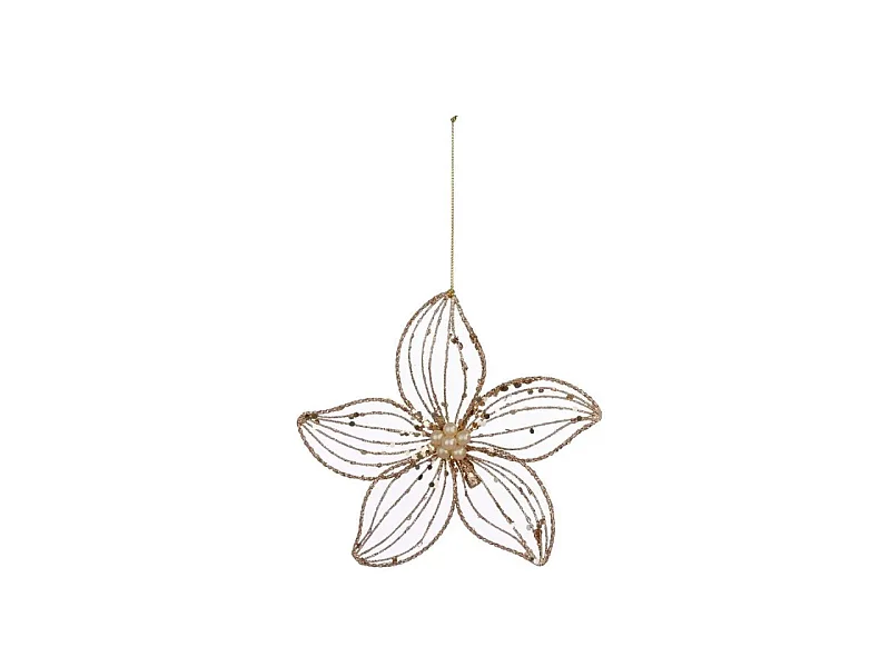 Sujet de Noël Déco "Fleurs Paillettes" 15cm Or