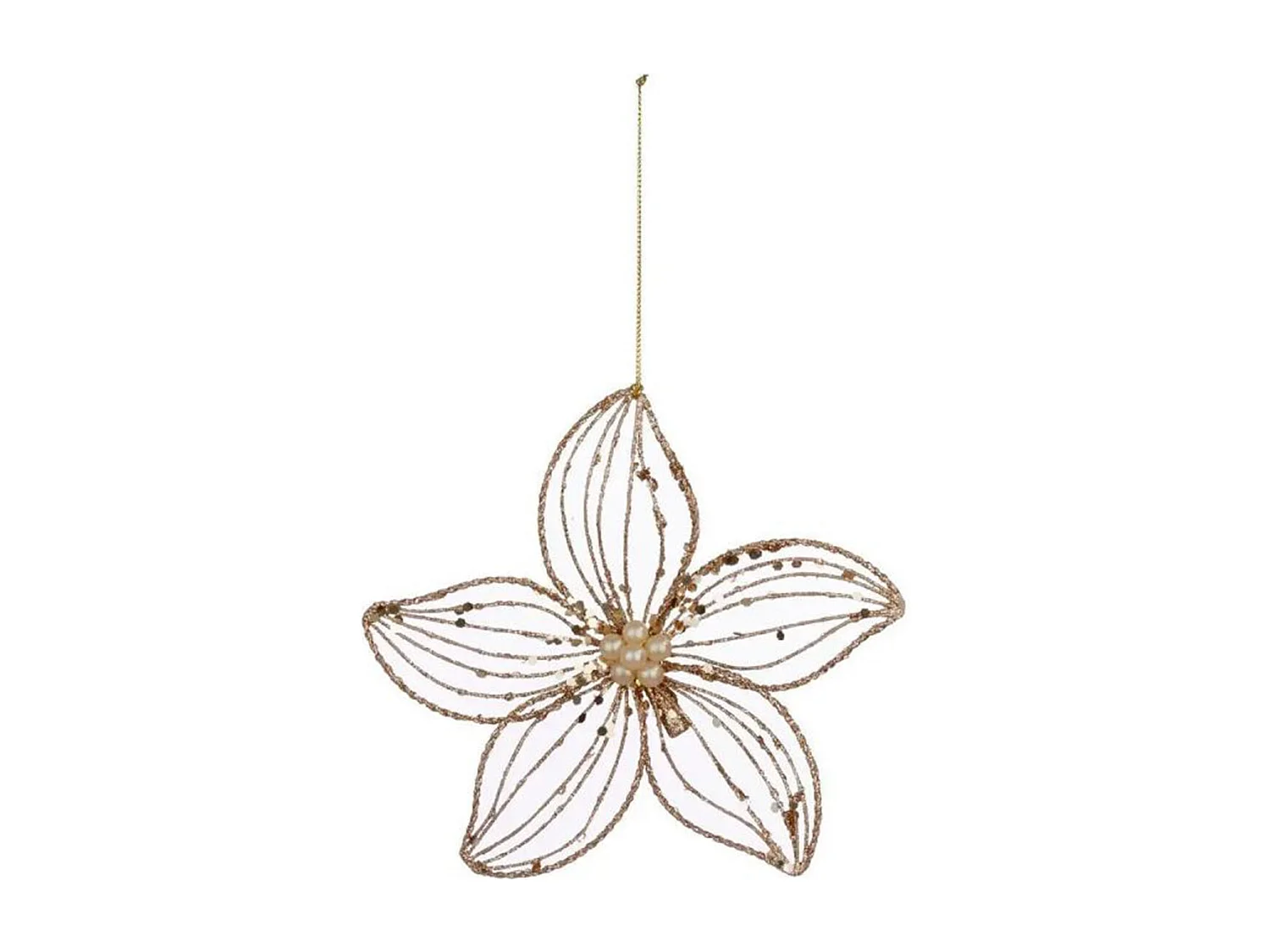 Sujet de Noël Déco "Fleurs Paillettes" 15cm Or