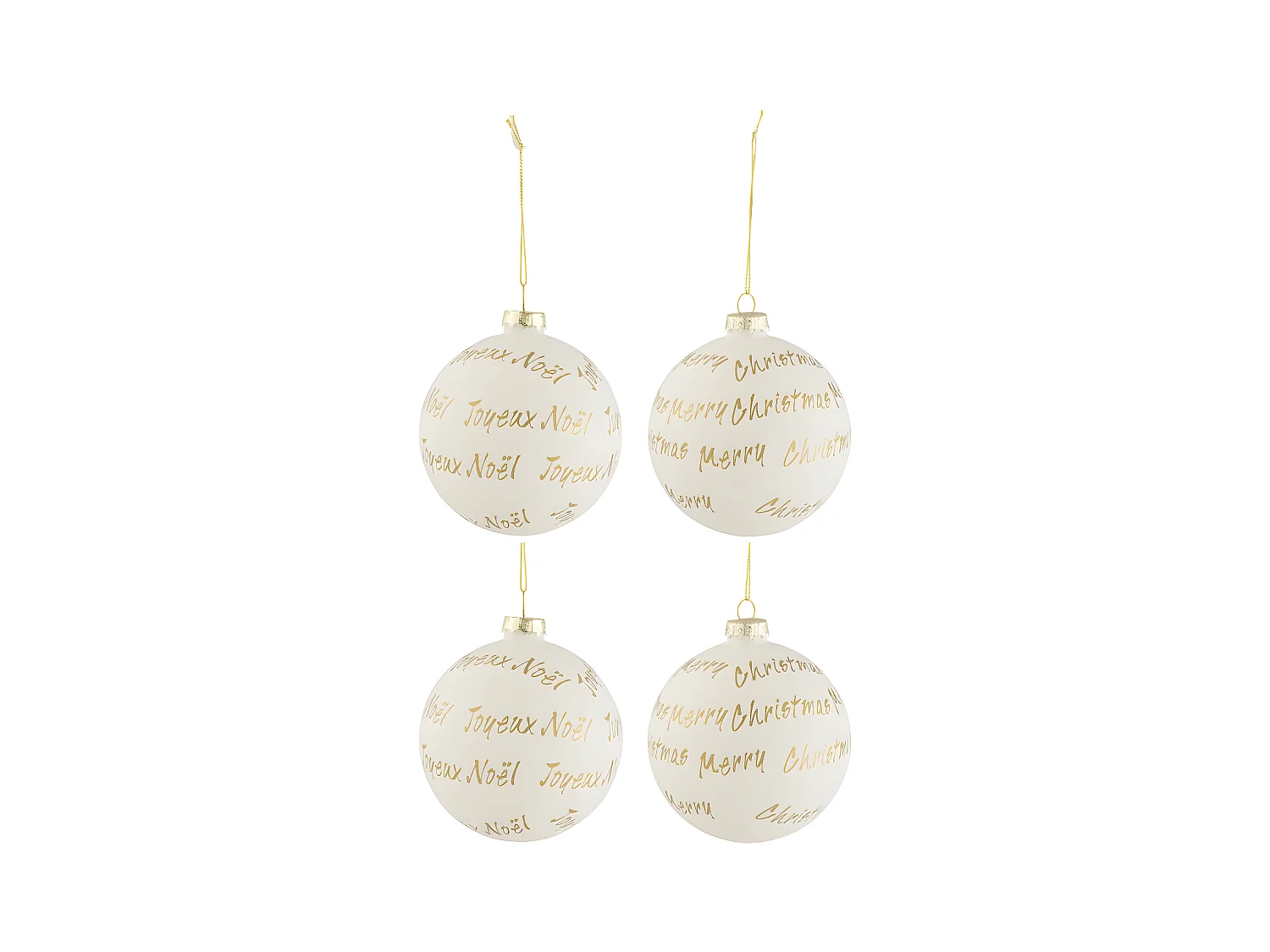 Scatola di 4 palline di Natale in vetro bianco 10x10x10 cm
