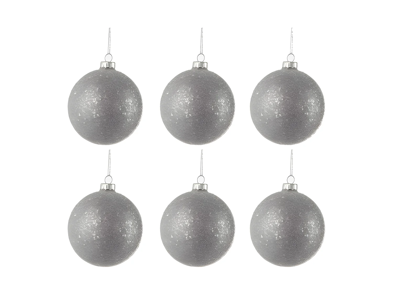 Caja de 6 bolas de Navidad de vidrio gris 8x8x8 cm