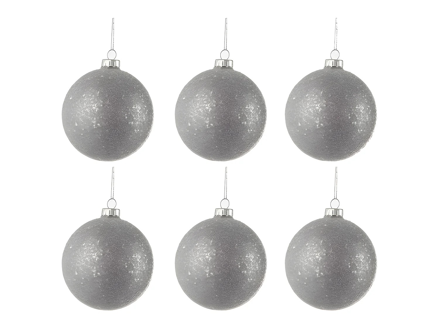 Caja de 6 bolas de Navidad de vidrio gris 8x8x8 cm