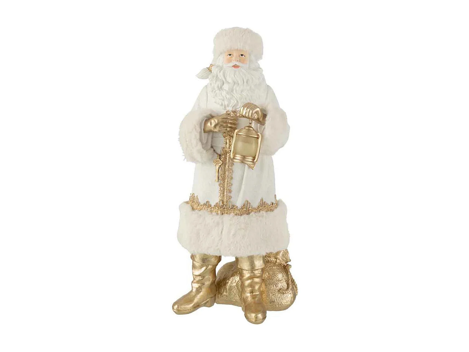 Babbo Natale in resina bianca 20,5x18,5x44,5 cm