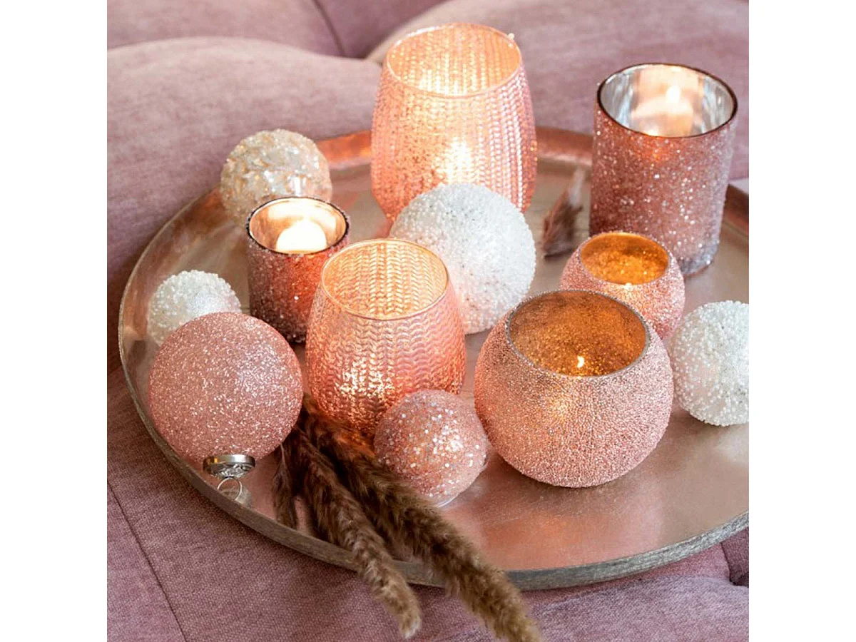 Caja de 8 bolas de Navidad de vidrio plateado de 6x6x6 cm