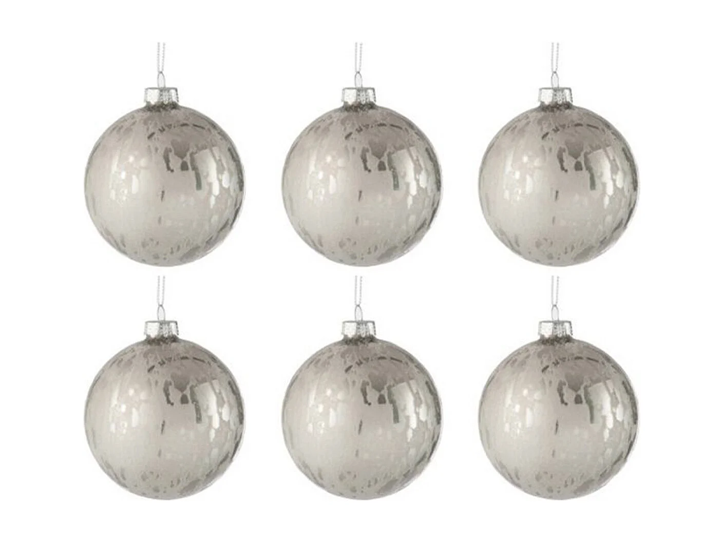 Lot de 6 Boules de Noël "Brillant" 8cm Argent
