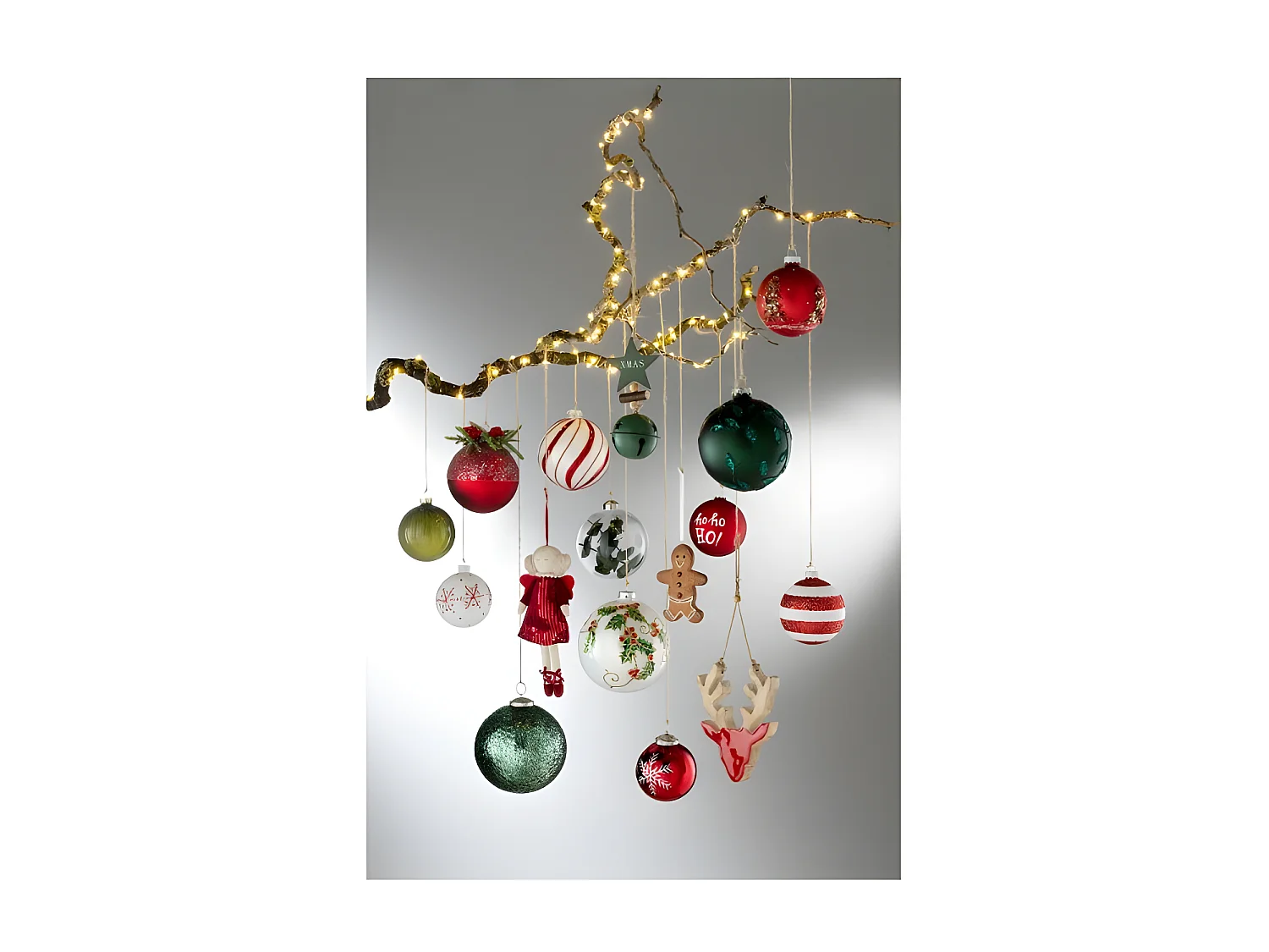 Scatola di 4 palline di Natale in vetro bianco 12x12x12 cm