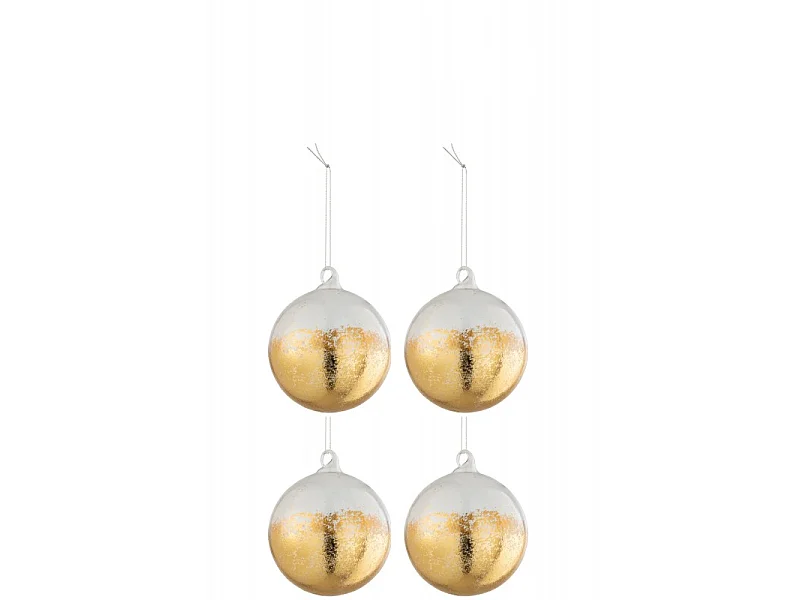 Lot de 4 Boules de Noël "Brillantes" 10cm Or