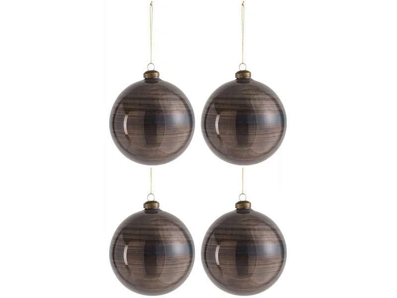 Lot de 4 Boules de Noël "Antiquan" 12cm Marron