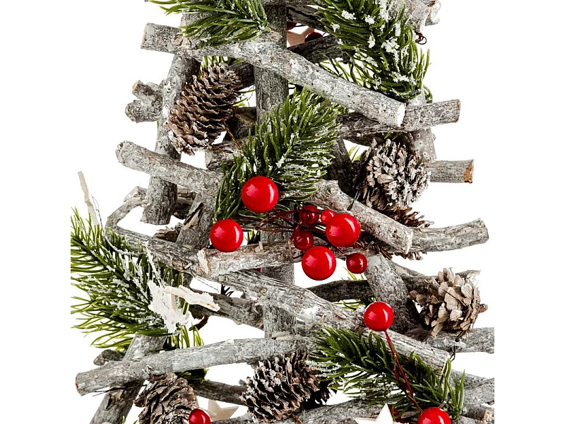 Sapin Déco en Bois "Soir de Noël" 59cm Vert & Gris