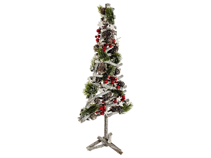 Sapin Déco en Bois "Soir de Noël" 59cm Vert & Gris
