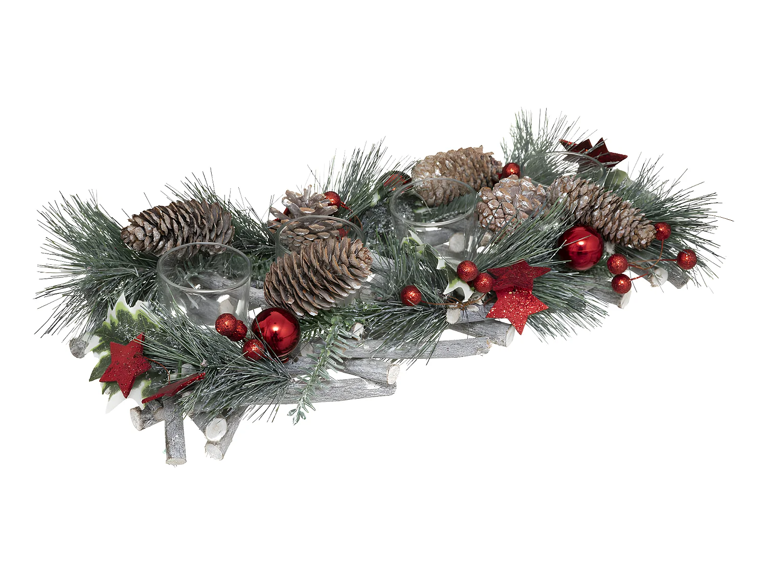 Centre de Table Photophore "Soir de Noël" 39cm Vert