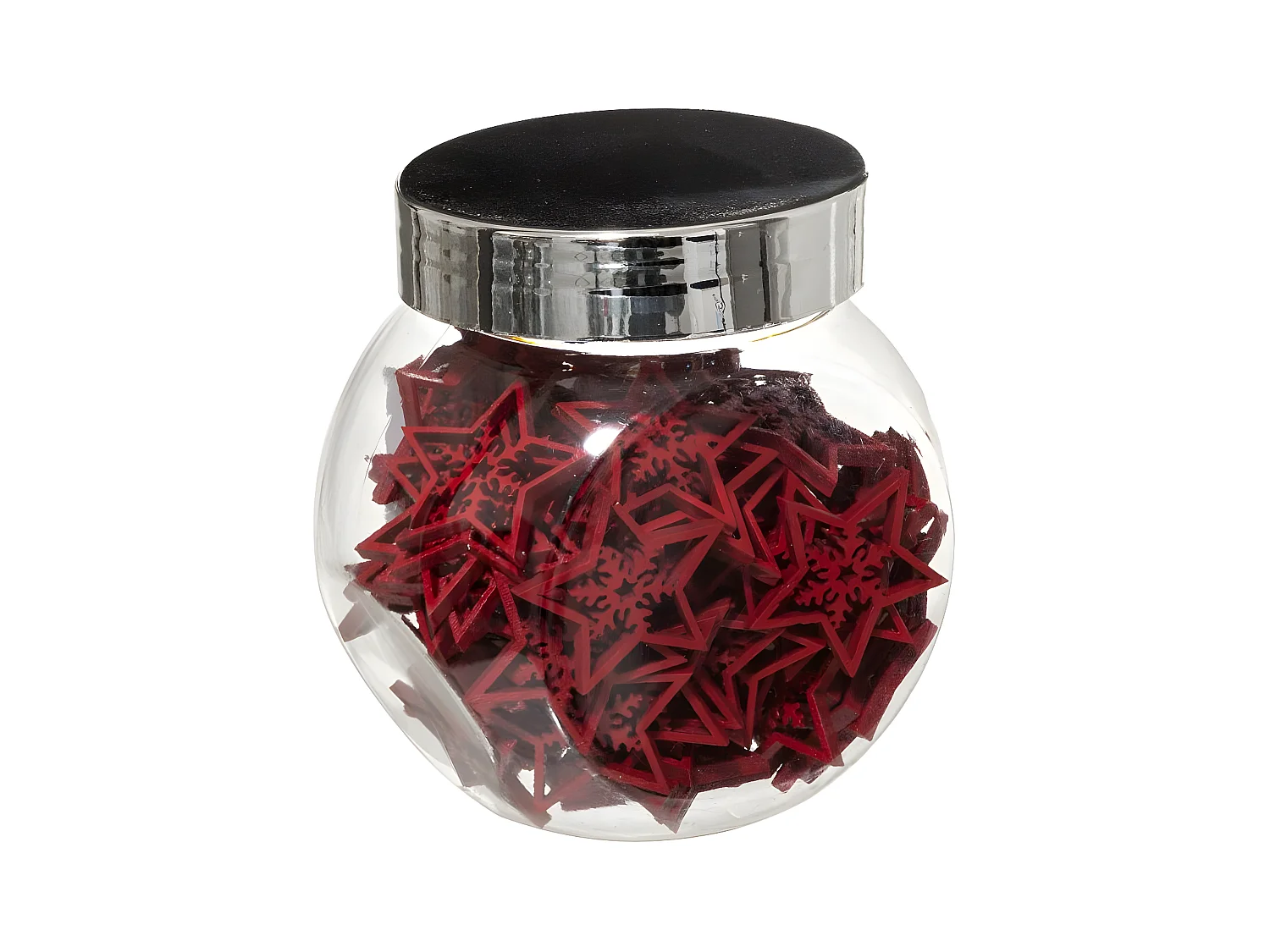 Lot de 100 Étoiles en Bois "Bocal" 7cm Rouge