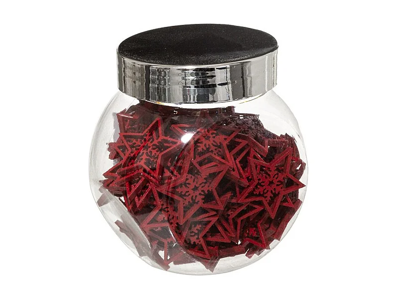 Lot de 100 Étoiles en Bois "Bocal" 7cm Rouge