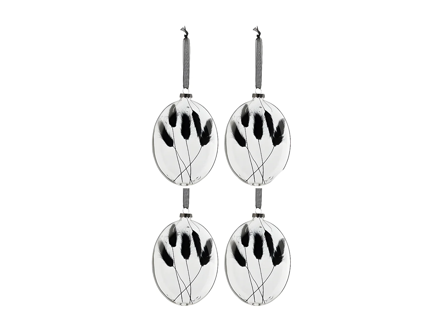 Caja de 4 bolas de Navidad de vidrio transparente 10x3.5x16 cm