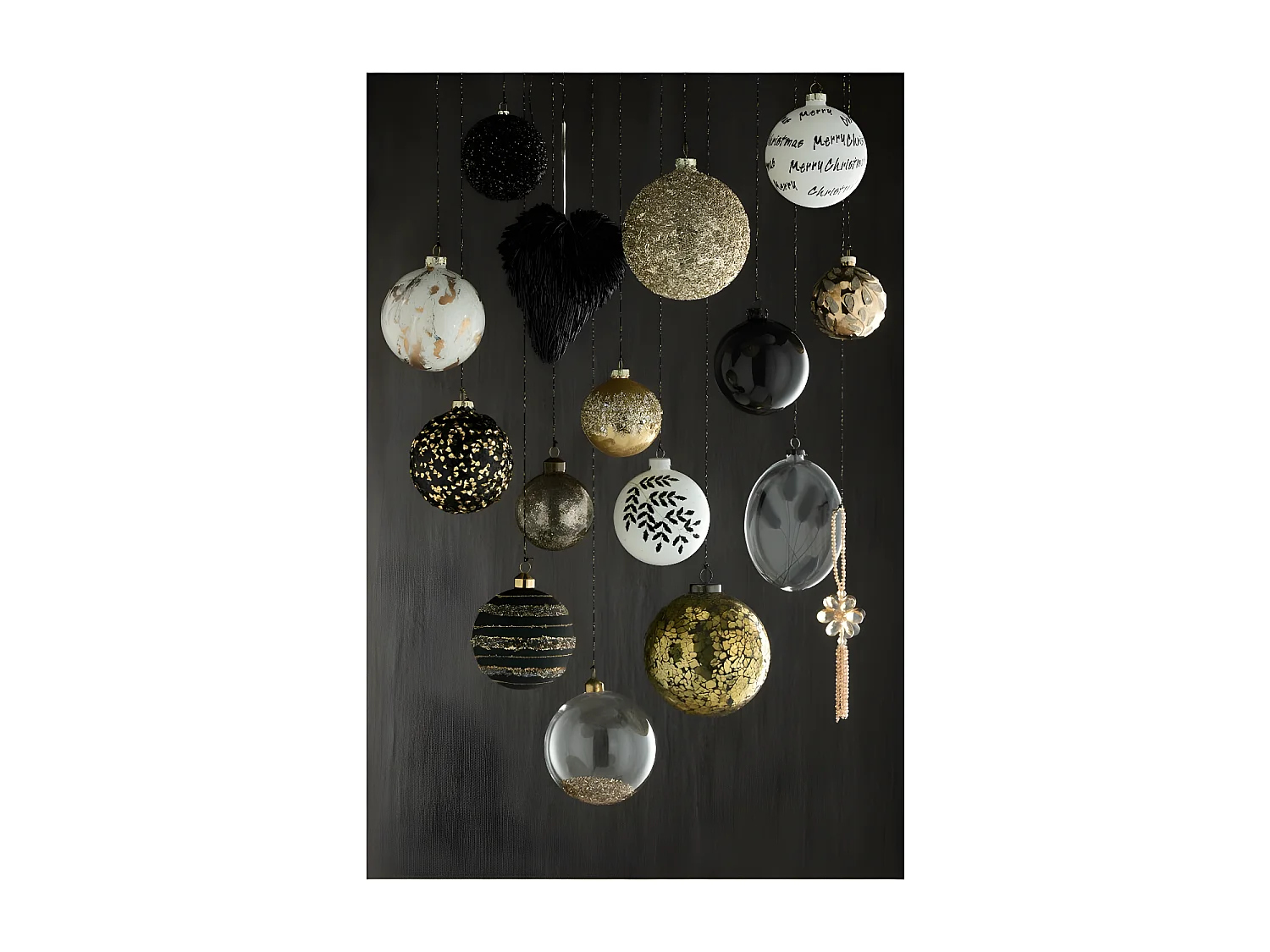 Caja de 4 bolas de Navidad de vidrio transparente 10x3.5x16 cm