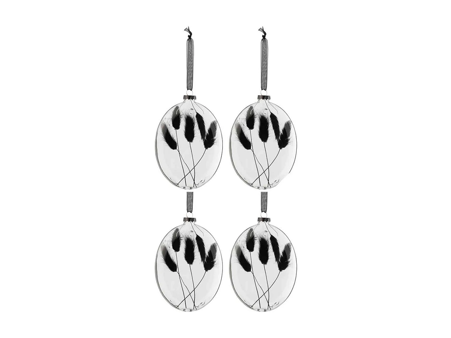 Caja de 4 bolas de Navidad de vidrio transparente 10x3.5x16 cm