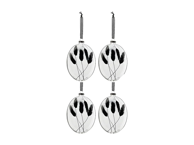 Caja de 4 bolas de Navidad de vidrio transparente 10x3.5x16 cm