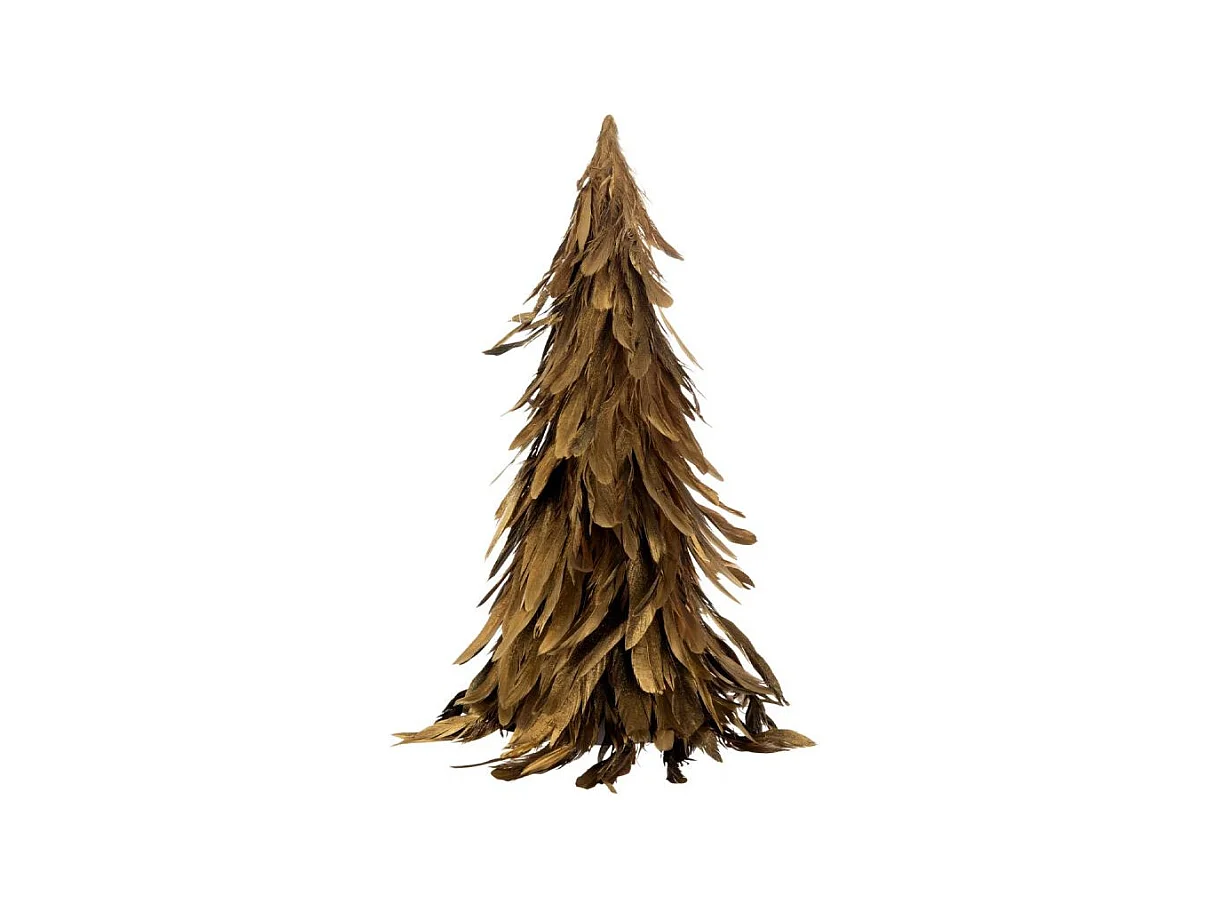 Statuette Cône "Plumes Déco" 40cm Or