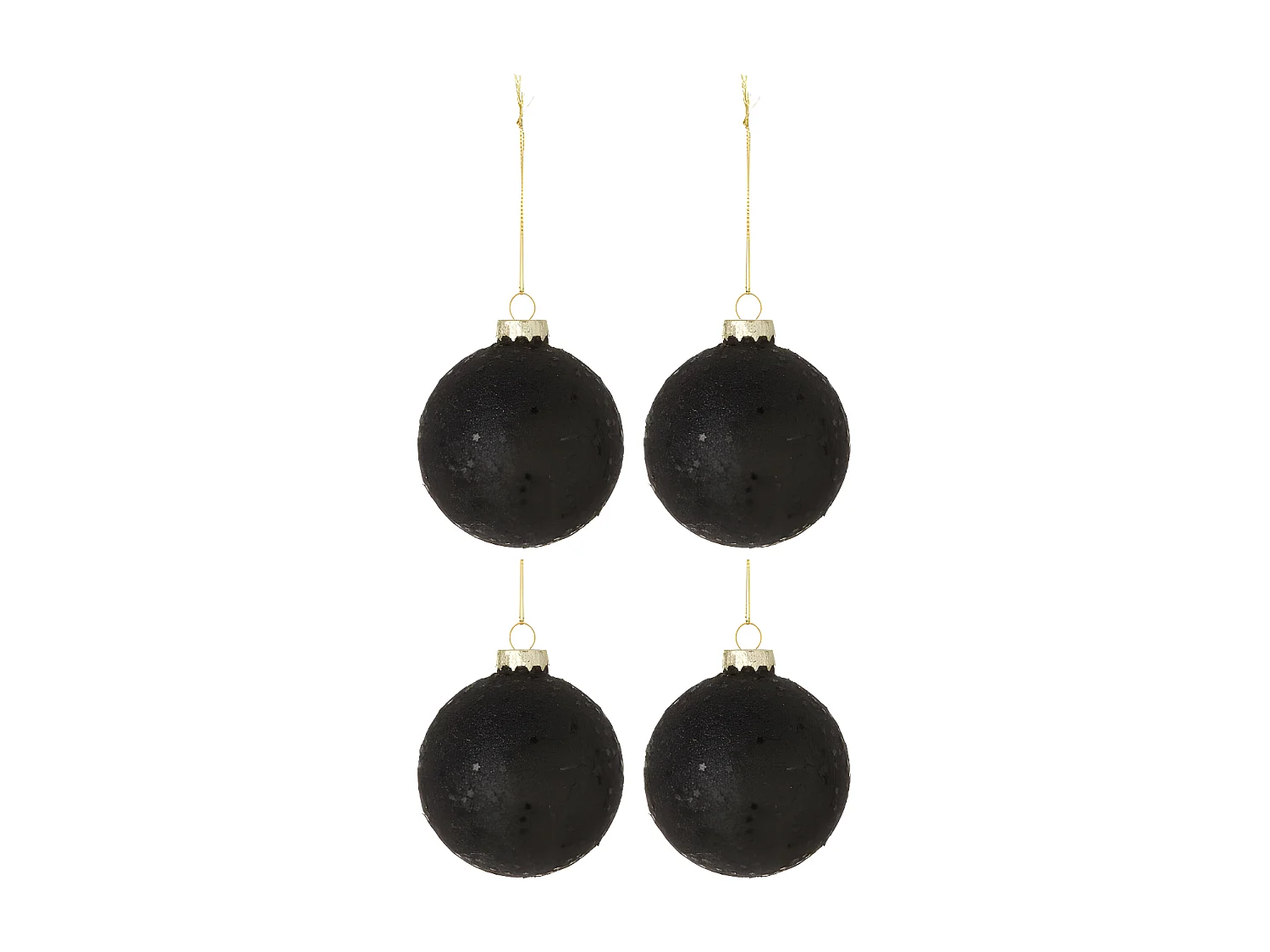 Scatola di 4 palline di Natale in vetro nero 10x10x10 cm
