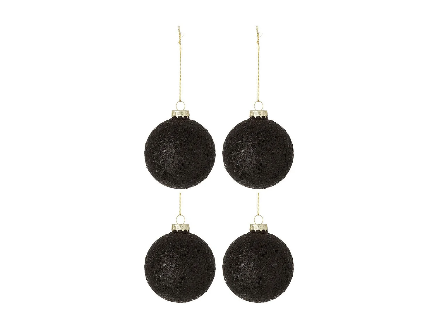 Scatola di 4 palline di Natale in vetro nero 10x10x10 cm