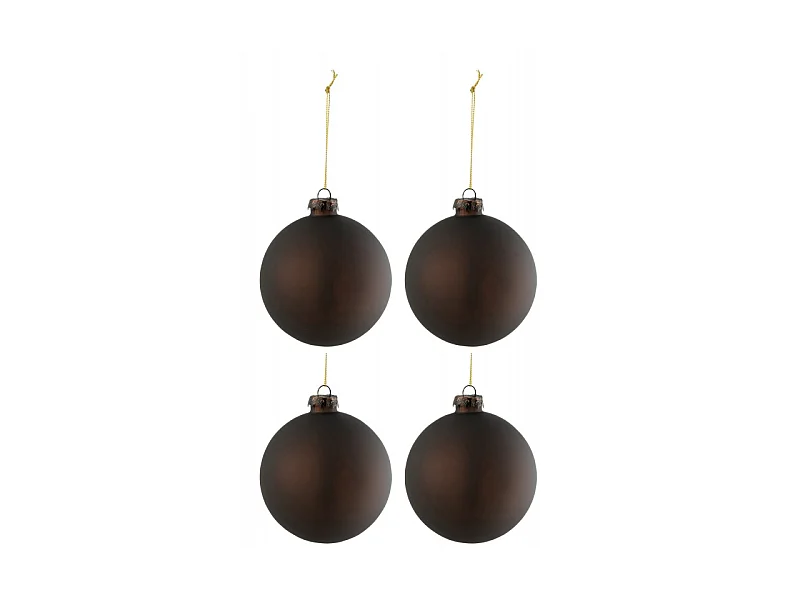 Scatola di 4 palline di Natale in vetro marrone 10x10x10 cm