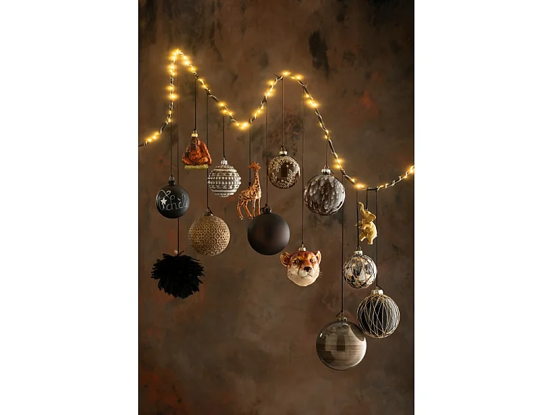 Scatola di 4 palline di Natale in vetro marrone 10x10x10 cm