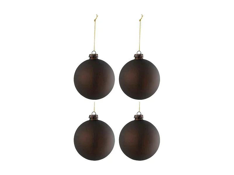Scatola di 4 palline di Natale in vetro marrone 10x10x10 cm