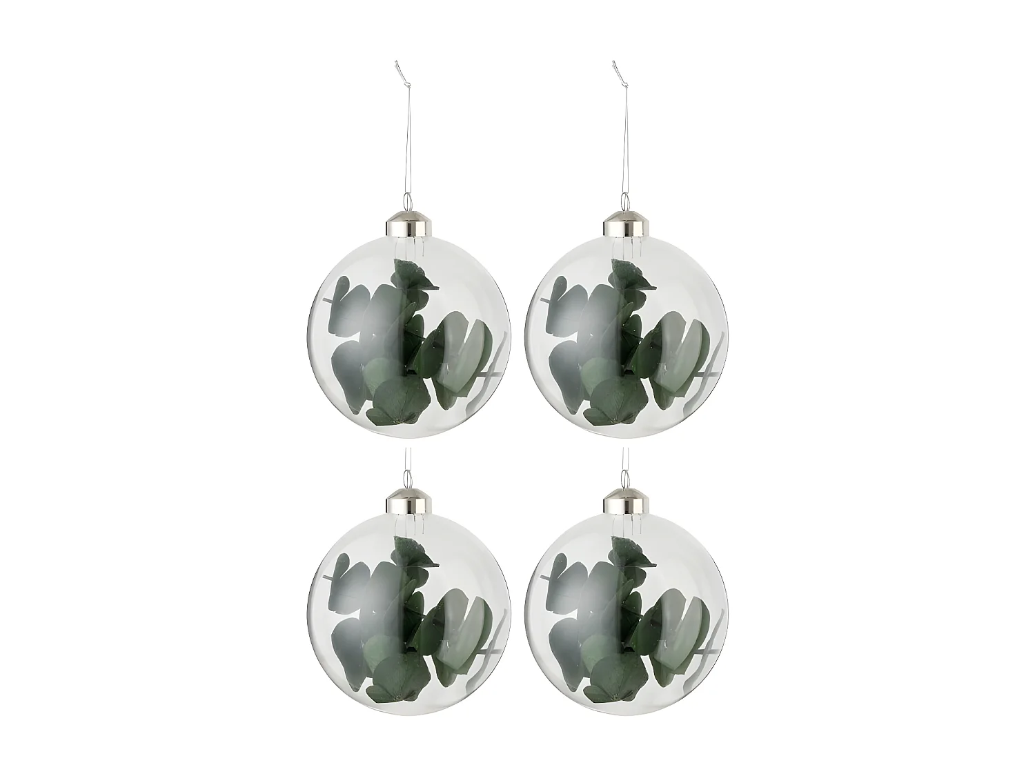 Scatola di 4 palline di Natale in vetro verde 9.5x9.5x12 cm