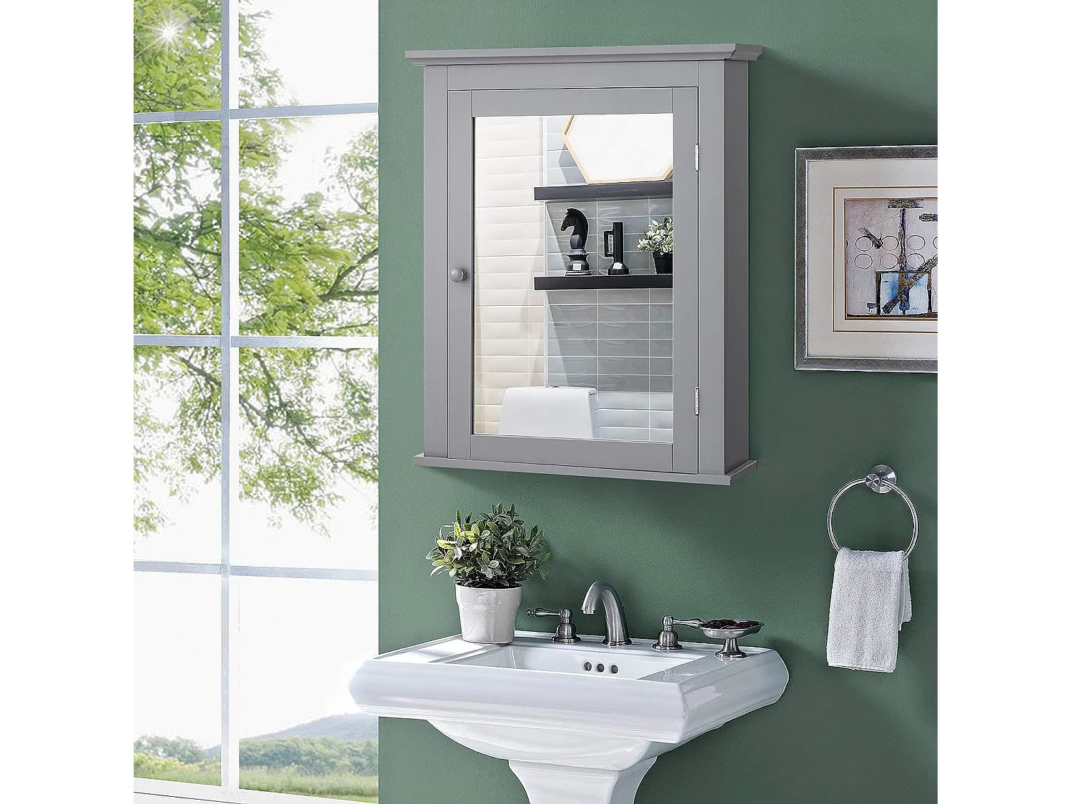 Armoire de toilettes mural salle de bains , ajustable en 5 positions 56x14x69,5cm