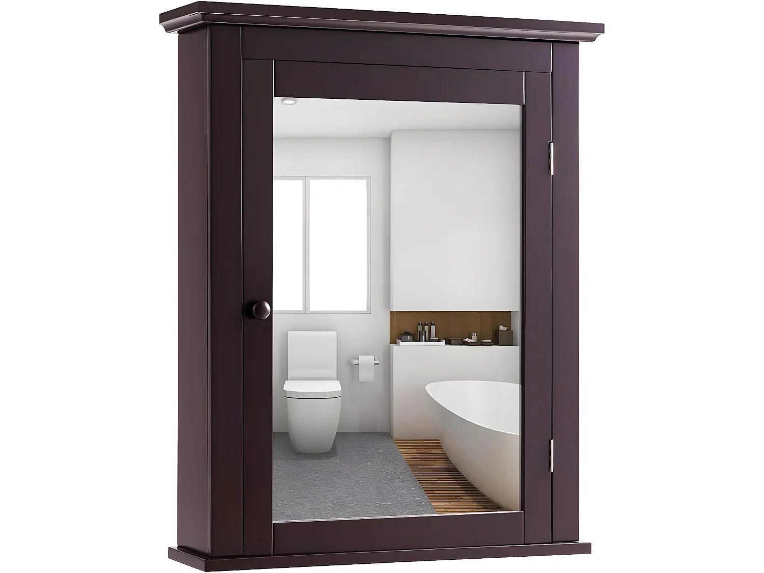 Armoire de toilettes mural salle de bains , ajustable en 5 positions 56x14x69,5cm marron