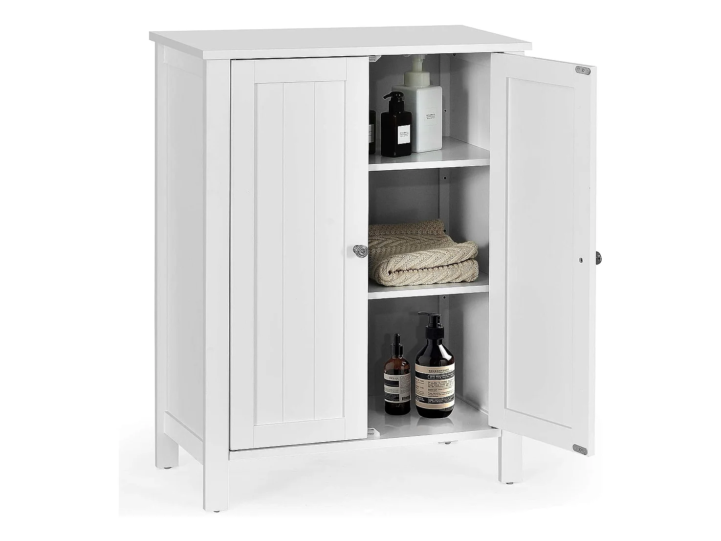 Meuble de salle de bain, armoire de rangement sur pieds avec étagères réglables, 60 x 30 x 80,5 cm