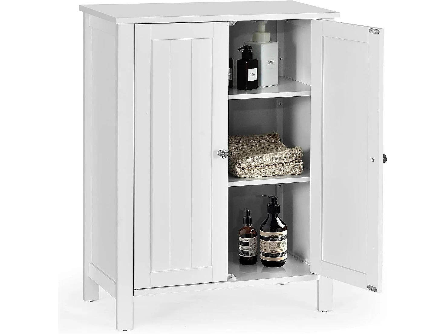 Meuble de salle de bain, armoire de rangement sur pieds avec étagères réglables, 60 x 30 x 80,5 cm