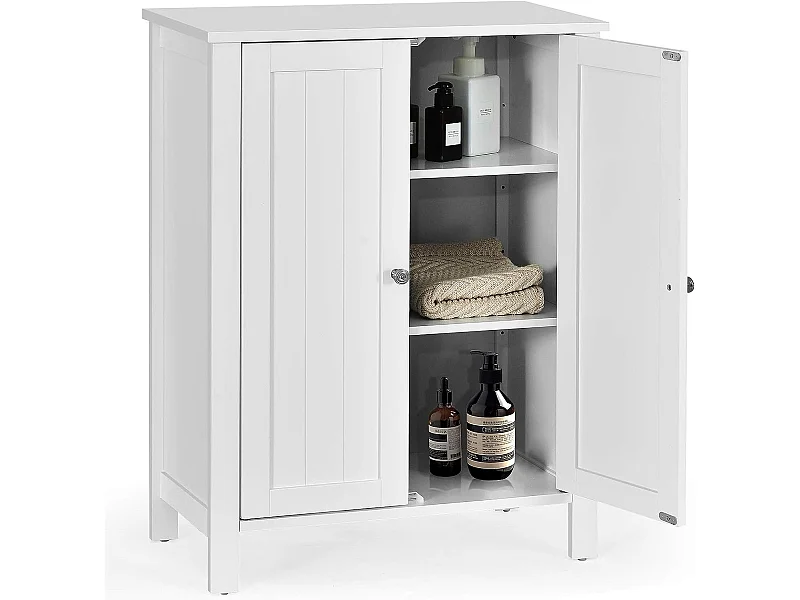 Meuble de salle de bain, armoire de rangement sur pieds avec étagères réglables, 60 x 30 x 80,5 cm