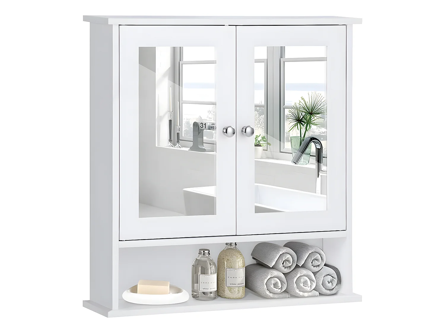 armoire murale salle de bain, placard de rangement toilettes 56,5 x 13,5 x 58,5 cm