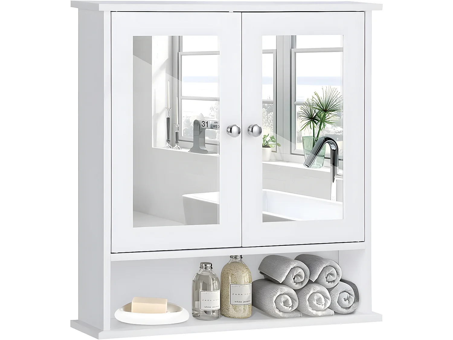 armoire murale salle de bain, placard de rangement toilettes 56,5 x 13,5 x 58,5 cm