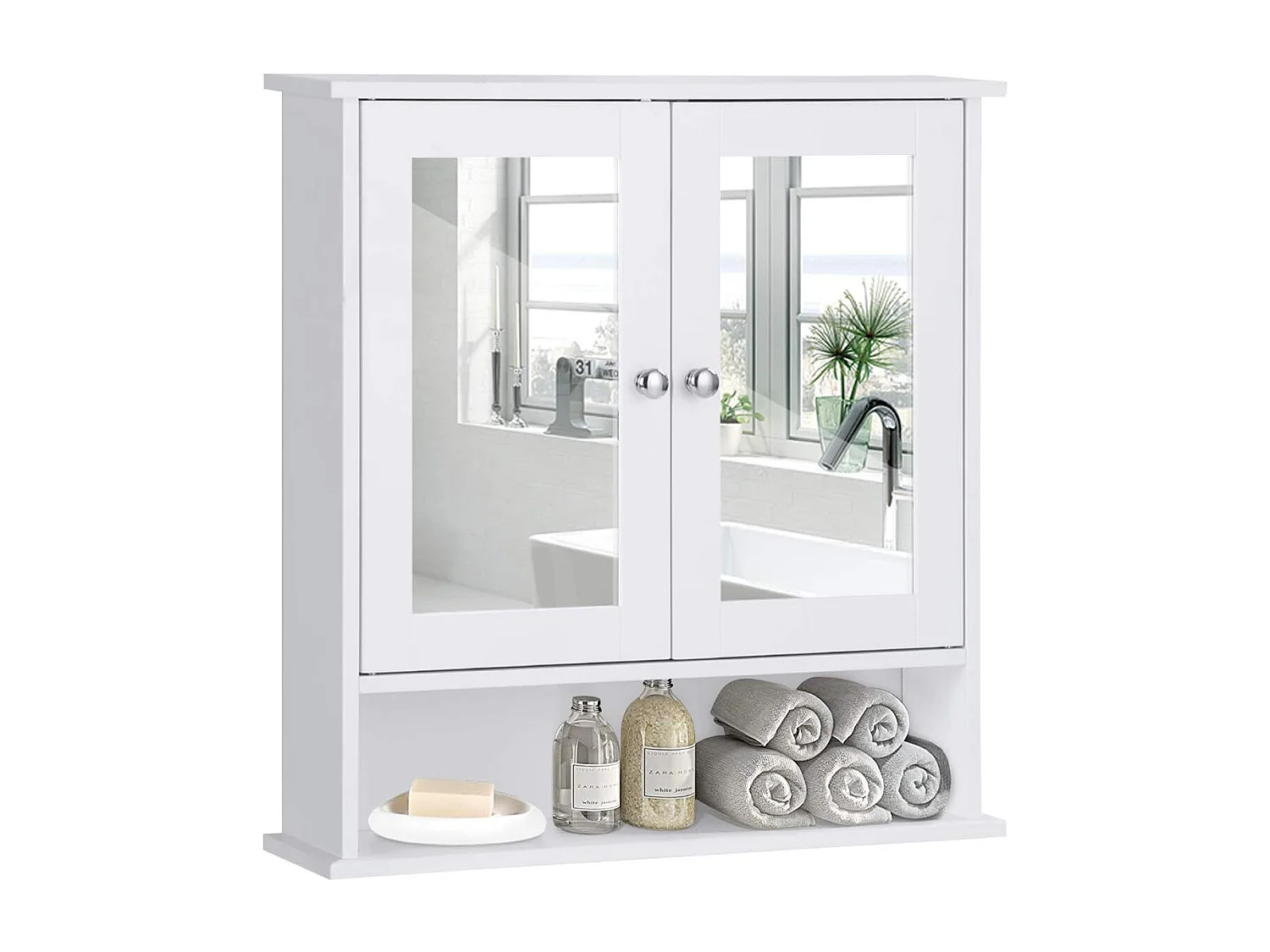 armoire murale salle de bain, placard de rangement toilettes 56,5 x 13,5 x 58,5 cm
