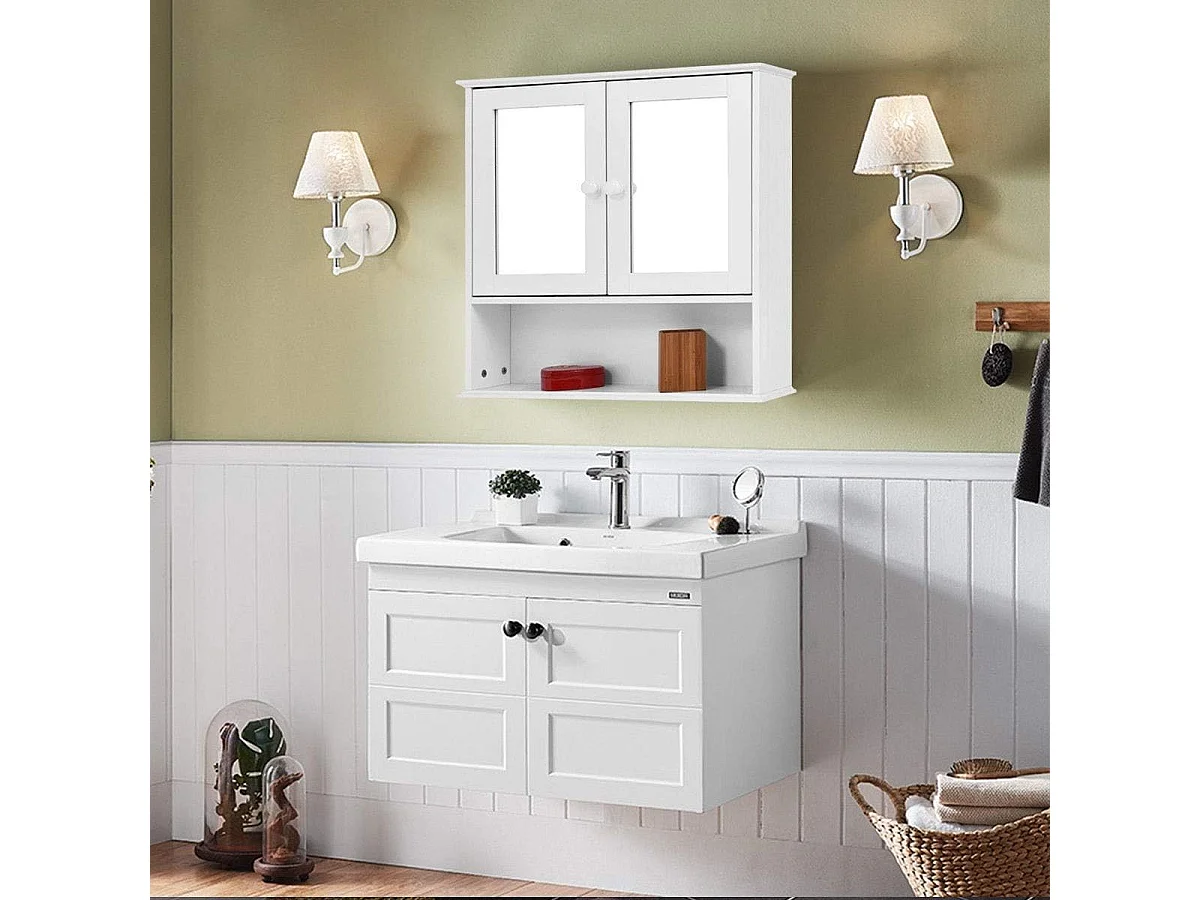 armoire murale salle de bain, placard de rangement toilettes 56,5 x 13,5 x 58,5 cm