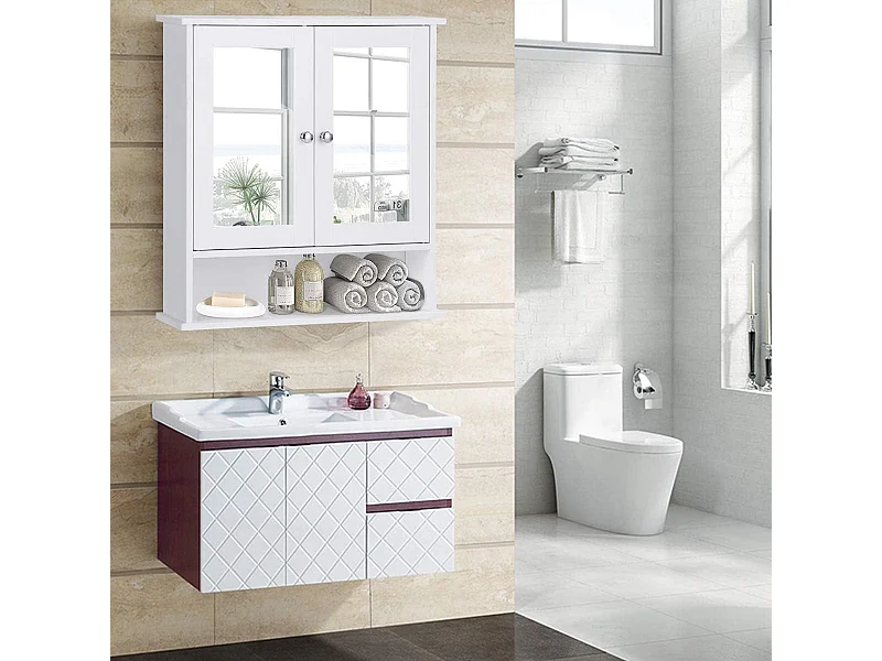armoire murale salle de bain, placard de rangement toilettes 56,5 x 13,5 x 58,5 cm