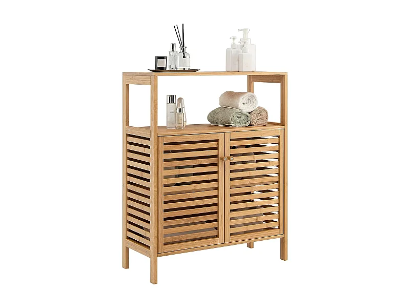 Meuble Salle de Bain en Bambou -64x27,5x80cm Naturel